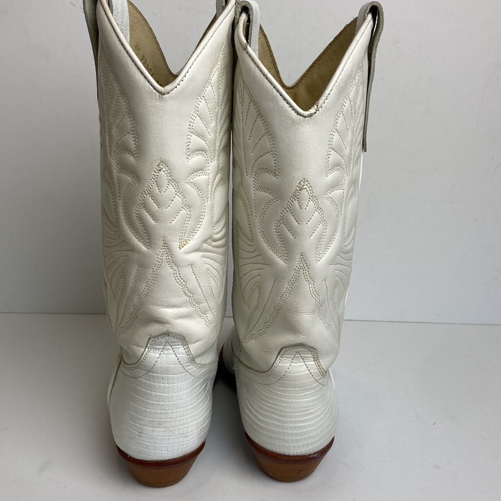 Vintage Brass Plum White Genuine Leather Cowboy Boots 6.5 Rodeo 80’s Rockabilly - Picture 10 of 16